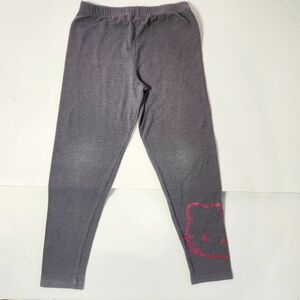 Sanrio Hello Kitty Gray Leggings with Pink Glitter Hello Kitty Accent Size: M